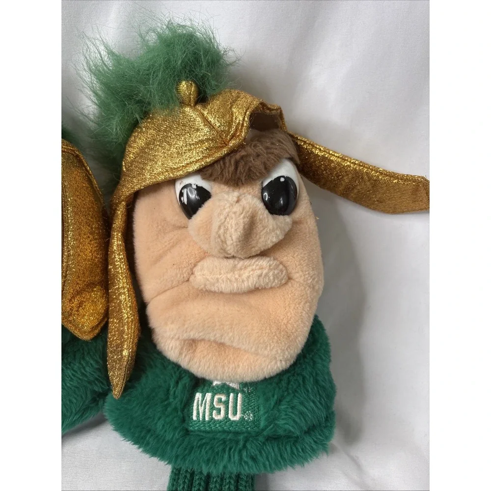 2 MSU Michigan State University Spartans Golf Driver Head Cover Sparty Mascot